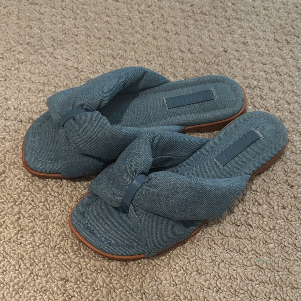 SCHUTZ Denim Blue Knot Sandals